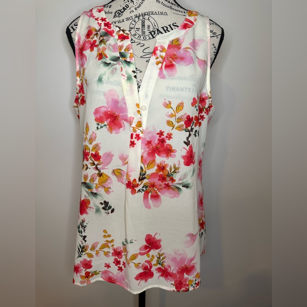 Sanctuary White Cream Floral Sleeveless Blouse